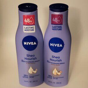 2-Pack Nivea Shea Nourish Body Lotion Deep Nourishing Serum 48-Hour Shea Butter